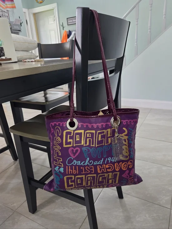 Coach Poppy Evie Tote from the vintage Poppy Collection, Multicolor, EUC - Picture 2 of 16